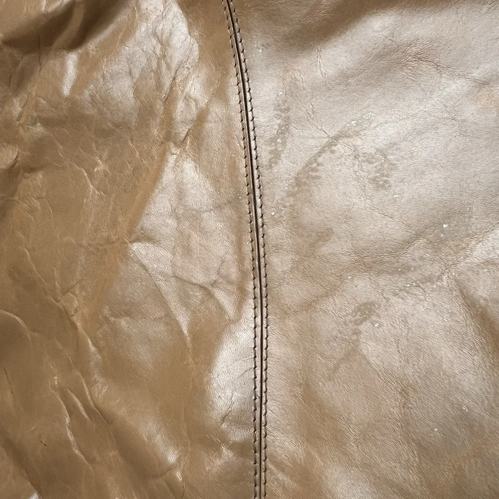 Elliott Lucca Worn-Look Brown Leather Purse With Bead & Metal Strap
